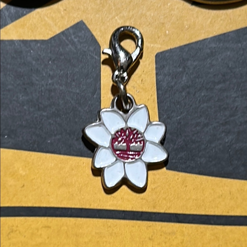 Timberland White and Red Flower Charm